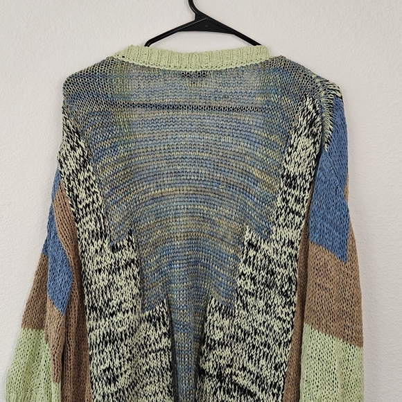 Italy ETRO MILANO Cotton Color Block Cardigan Long Open Knit Sweater Medium 42 - Picture 15 of 16